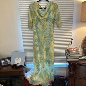 Sundance Blue and Yellow Lace Long Sleeve Dress